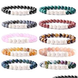 Beaded 8Mm Stone Bracelet Women Men Healing Yoga Stretch Beads Bracelets Natural Gemstone Energy Crystal Drop Delivery Jewel Dhgarden Dh3Fv