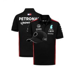 HQ Polos Mercedes-aaggmm Petronas F1 Team 2024 Polo Shirt Tshirts Lewis Hamilton Valtteri Bottas Formula 1 Car Fan Clothes give away hat white or black RGU0