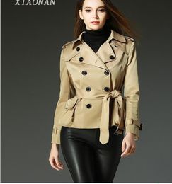 New Spring Autumn Women039s Fashion DoubleBreasted Short Trench Coats Ladies Elegant Lapel Laceup Dust Coat Girls Lovely Pepl6205726