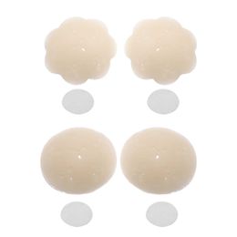 Breast Pad Womens ultra-thin invisible silicone Nipple stickers breathable holes lifting bras pastry pads pet reusable cover Q2405091