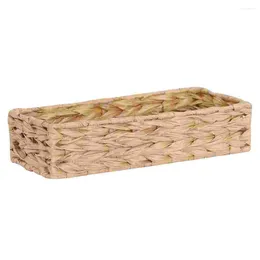 Storage Bottles Hyacinth Basket Woven Rectangular Organiser Bins Container Cabinet Shelf Bathroom Kitchen Table