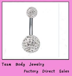 Belly button ring B03 clear Colour 10pcslot 610mm Shamballa Body Piercing Belly Piercing Can Be Earrings Stainless Steel With Cry7408193