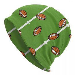 Berets American Football Seamless Doodle Line Beanies Skullies Rugby Art Cap Men Graphic Print Hat Christmas Present