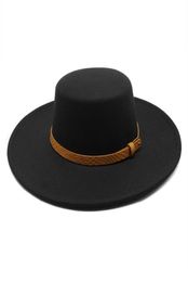 wide brim fedora hats for women autumn and winter women039s round top hat 10cm big eaves felt tweed5808289