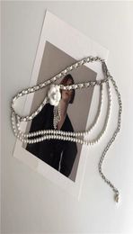 Fashion Metal Waist Chain Womens Belt Luxury Pearl Chain Camellia Decorative Vintage Designer Brand Belt8103486