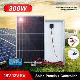 300600W Portable Solar Panel Kit Complete 12V Polycrystalline USB Power Outdoor Rechargeable Cell Generator for wholesale 240430