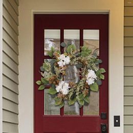 Decorative Flowers Artificial Flower Hydrangeas Eucalyptus Wreath Front Door Home Floral For Balcony Housewarming Thanksgiving