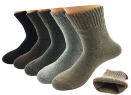 Whole 5 PairsLot New Fashion Thick Wool Socks Men Winter Cashmere Breathable Socks 5 Colors1815153