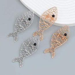 Dangle Earrings Cute Hollow Alloy Fish Shaped For Women