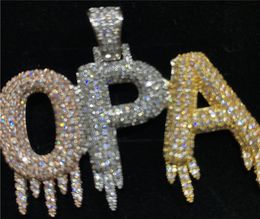Solid Back Drip Bubble Custom Name Necklace Letters Pendant Necklaces For Men Women Gold Color Cubic Zircon Hip Hop Jewelry1177336