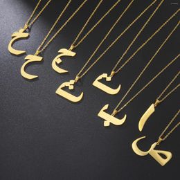 Chains 28 Arabic Letter Necklace For Women Stainless Steel Gold Color Arab Alphabet Pendant Necklaces Jewelry Wedding Gifts