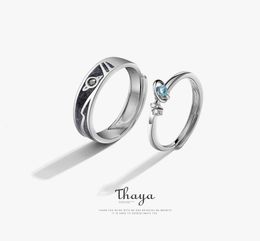 Thaya Women Rings Jewellery 3D Texture Rings Blue Planet Couple 925 Sterling Silver Rings For Women Engagement Gift 2010066434169