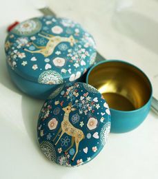 Tinplate candle jar candy gift box empty wedding retro small deer tin can drum shape metal cute round creative storage container4410112