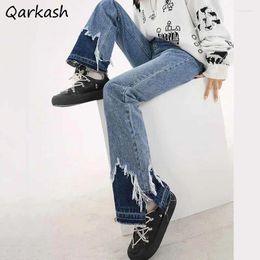 Women's Jeans S-4XL Women Ripped Patchwork Full Length Vintage Cool Streetwear Spring High Waist Bottom Femme Harajuku Design Chic Denim