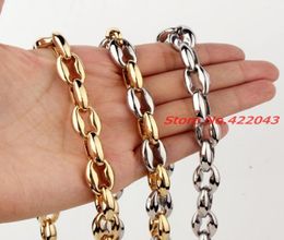 Chains 740quot 12MM 316L Stainless Steel Silver Gold Colour Coffee Bean Beads Link Chain Mens Womens Necklace TOP Quality Jewelr7756134