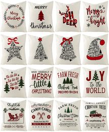 2021 Merry Christmas Pillow Case Linen Home Decoration Printed Cushion Cover Throw Pillowcase for Living Room Square Cushion Case1553229