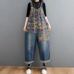 Womens Jumpsuits Rompers Denim Jumpsuits for Women Korean Style Vintage Playsuits Casual Loose Trousers Oversized High Waist Overalls for Women Clothes Y2406CTU