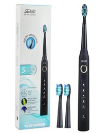 Seago SG507 USB Rechargeable Electric Toothbrush Adult Waterproof Deep Clean Teeth Brush With 2 Replacement Heads C1811150169338394510736