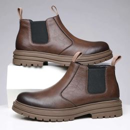 Men Leather Ankle Short Boots Platform Style Winter Most Comfortable Brand