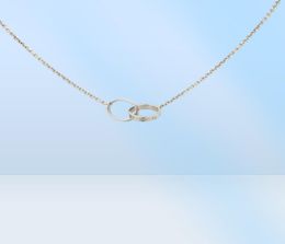New Classic Design Double Loop Charms Pendant Love Necklace for Women Girls 316L Titanium Steel Wedding Jewellery Collares Collier3523379