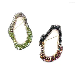 Brooches EVACANDIS Women's Designer's Original Unique Geometric Irregular Shape Brooch Hand-Nailed Bead Crystal Pin