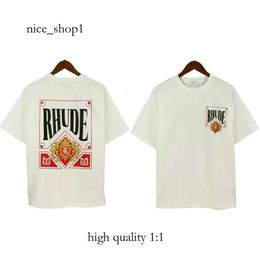Rhude Summer American High Street Coconut Palm Truck Print Mens Designer T Shirt Loose Casual Men's and Women's Couples with the Same Round Neck Tshirt Rhude Shirt 5127