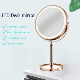 Compact Mirrors Luminous makeup mirror 10 x magnifying glass 8 inches double-sided detachable with touch control Q240509
