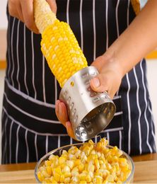Easy Corn Stripper Kitchen Gadgets Stainless Steel Corn Cob Cutter Remover Round Corn Kerneler Peeler Cooking Tools Accessories4927177