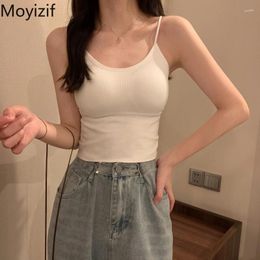 Women's Tanks White Tank Top Women Tops With Chest Cushion Inner Wear Spring Sexy Spicy Girl Beauty Back Outer Slim Short Camisole