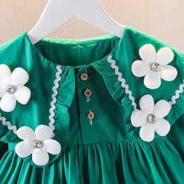 Girl's Dresses Princess Dress Girl Suit Baby Clothes Doll Collar Flower Korean Style Todder Dress Children Long Sleeve Wedding Costume A962