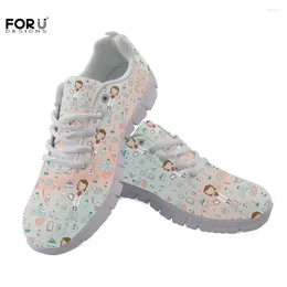 Casual Shoes FORUDESIGNS Brand Design Ladies Sneakers Mesh Breathable Lace-up Cute Cartoon Printing Women's