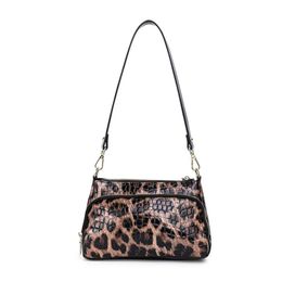 Genuine leather HandBags Underarm Bag Style Trendy leopard Print Shoulder Messenger bag fashion small square 240509