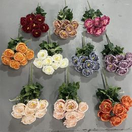 Decorative Flowers Artificial Bouquets 7 Head Of Austin Rose Flower Centerpiece For Home Decor Indoor Wedding Party Decoration