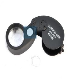 Folding 40X 25mm Glasses Magnifier Jewellery Watch Compact Lupa Led Light Lamp Magnifying Glass Microscope Lupas De Dumento Loupe5845992