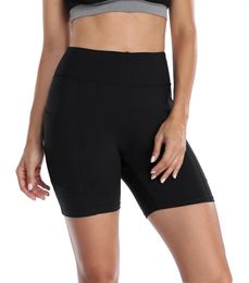 Active Shorts Women High Waist Hip Lift Yoga Pants Gym Running Sports Fitness Tight Riding Side Pockets