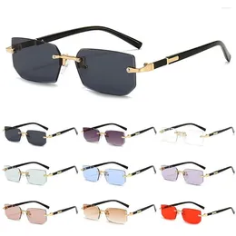 Sunglasses Trendy Rimless Fashion Frameless Rectangle Sun Glasses Retro Shades Summer Travelling Eyewear UV400 Protection