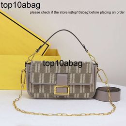 fendig bags f bag Chain Baquette Crossbody Bag Women Handbags Purse Genuine Leather Chenille Fabric Fashion Letters Silver Hardware Magnetic Clasp Lady Ba