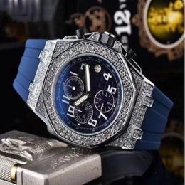 4a Famous all dials working classic designer watch Luxury Fashion Crystal Diamond Men Watches Large dial man quartz clock stop watches 260q