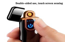 Novelty Electric Touch Sensor Cool Lighter USB Rechargeable Portable Windproof lighters Household Smoking Accessories Whole5574978