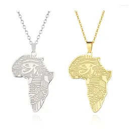 Chains Africa Map Pendant Necklace For Men Women Ancient Egyptian Sun God Eye Of Horus Pattern Accessories Jewellery