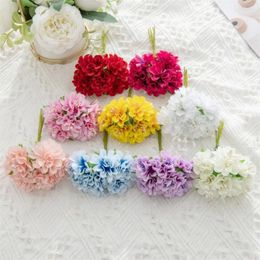 Decorative Flowers 1 Pc Artificial Carnation Bouquet Mini Silk Hydrangea Wreath DIY Material Wedding Party Decoration Flower Arrangements