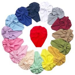 Bows Knot Newborn Hat Baby Infant Cloth Soft Hedging Hood Beanie Solid Color Hats Girl Pullover Cap GWC58303747055