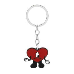 Keychains Lanyards Heart shaped keychain cute and fashionable with a red heart. Her keychain enamel decoration pendant car key accessories J240509