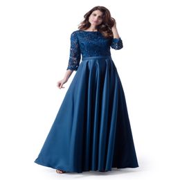 Lace Top Satin Modest Bridesmaid Dresses Long With 34 Sleeves A-line Country LDS Wedding Bridesmaid Robes Custom Made New Floor Length 270d