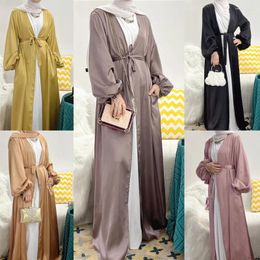 Ethnic Clothing Eid Satin Open Ramadan Abaya Dubai Turkey Cardigan For Women Muslim Hijab Dress Islam Kaftan Kimono Femme Musulmane Arabic