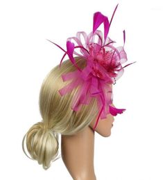 Fedoras Wedding Party Hat Cocktail Day Feather Mesh Bridal Fascinator Headband Bowknot Gift Women Banquet16930158