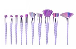 10pcsset Cheapest Unicorn makeup brush unicorn cosmetic brushes colored nylon makeup set Colorful spiral handle beauty tools7131969