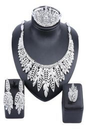 Luxury Nigerian Women Wedding Jewellery Sets Chunky Necklace Earrings Bangle Ring Bridal Dubai Gold Jewellery Set3766674
