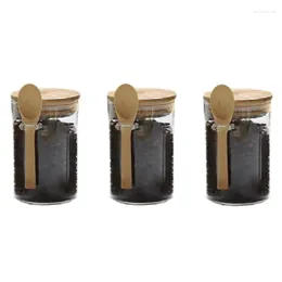 Storage Bottles 3 Piece Airtight Glass Jars Transparent Decorative & Durable Canisters Hold Beans Tea Sugar Nuts