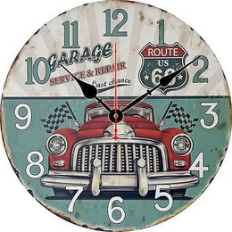 Wall Clocks Hot selling retro decorative wall clock 14 inch creative custom antique alarm Q240509